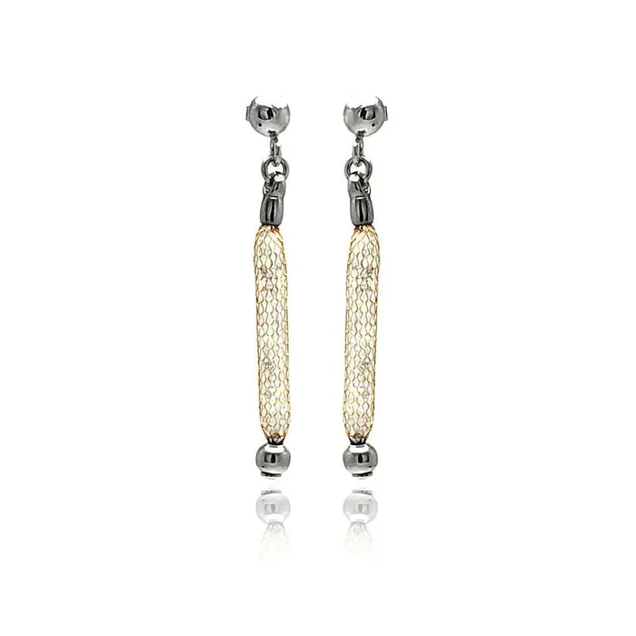 Liquidación – Pendientes colgantes de malla de plata 925 bañados en oro rosa – ITE00046RGP