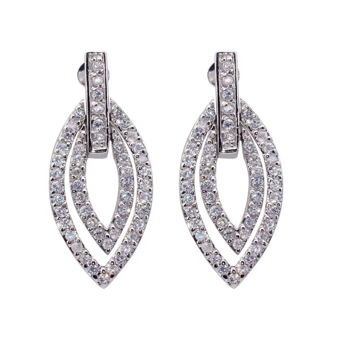 Liquidación – Pendientes colgantes de plata 925 rodiada con circonitas blancas y marquesa – STE00034