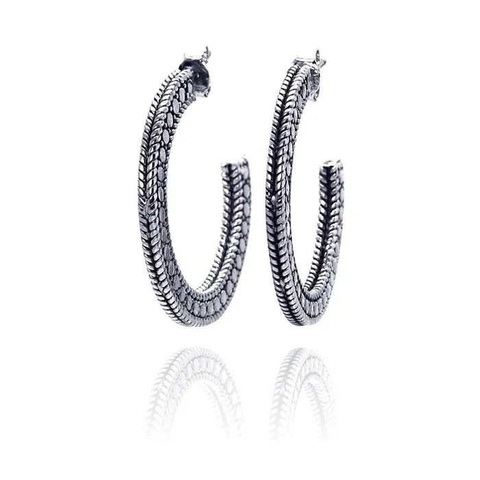 Liquidación – Pendientes trenzados de plata 925 rodiada – STE00413