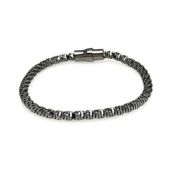 Liquidación – Pulsera italiana de plata 925 con baño de rodio negro – ITB00004BLK