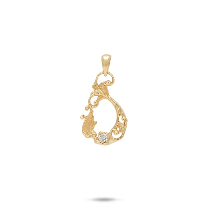 Living Heirloom Mermaid Pendant in Gold with Diamonds – 19mm