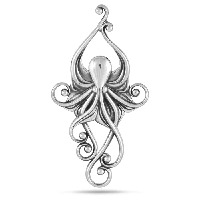 Living Heirloom Octopus Pendant in Sterling Silver – 63mm