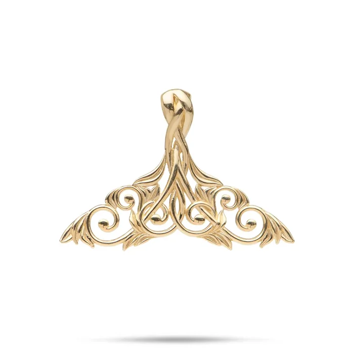 Living Heirloom Whale Tail Pendant in Gold – 35mm