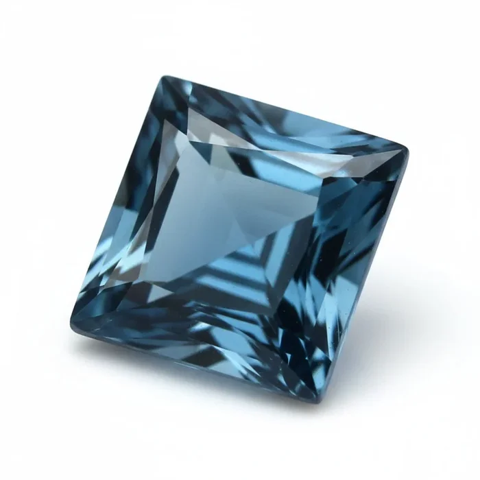 London Blue topaz 1PC Large 12×12 MM Square Faceted Blue High-Quality Semi Precious Loose Gemstones
