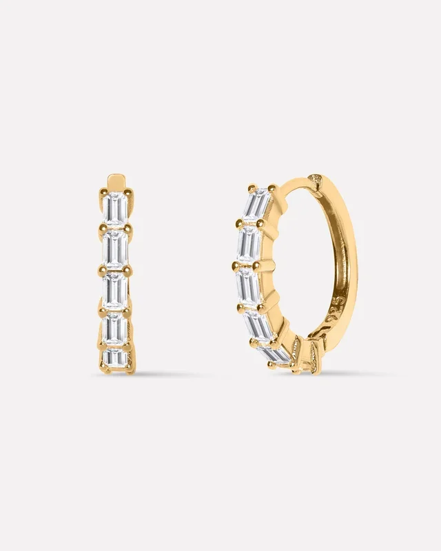 Long Grid Hoop Earrings