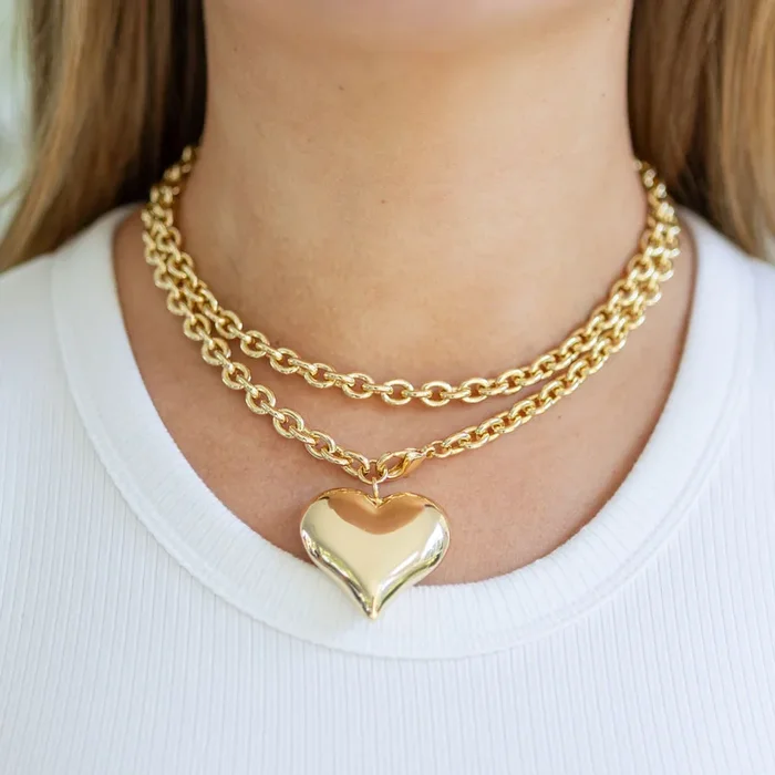 Long Puffy Heart Necklace