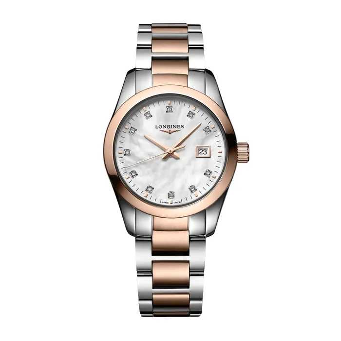 Longines Conquest Classic watch mother-of-pearl quartz bicolor bracelet 29.5mm