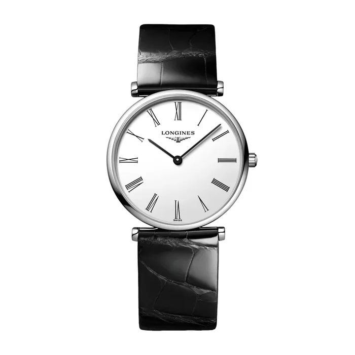 Longines Grande Classique quartz watch white dial black bracelet 29 mm