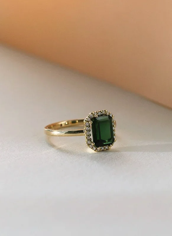 Lou diamant toermalijn ring 14k goud