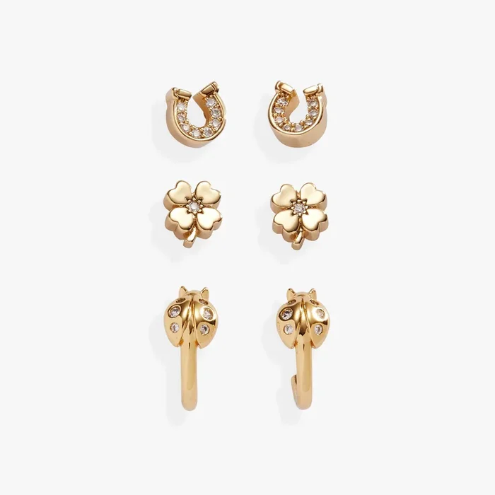 Love and Luck Stud & Hoop Earrings Set of 3