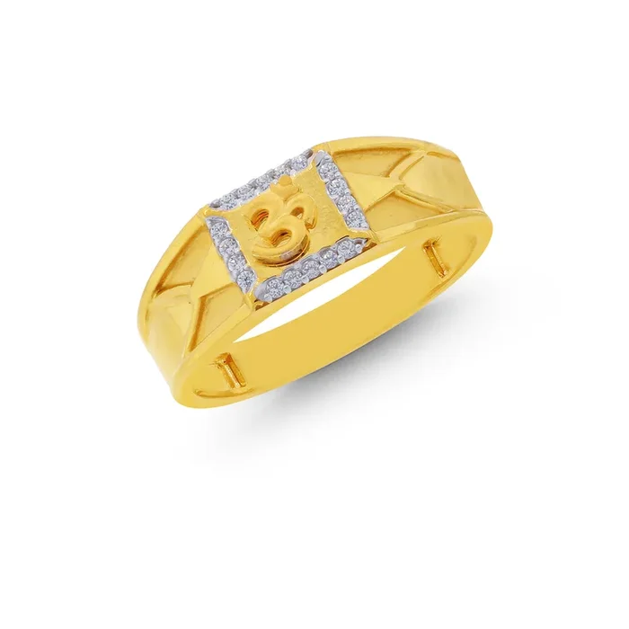 Lovely Om Ring With CZ in 22K Gold