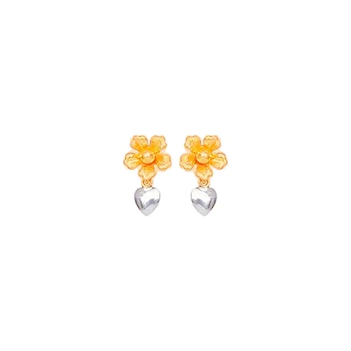 Lovely Two tone Earrings in 22K Gold
