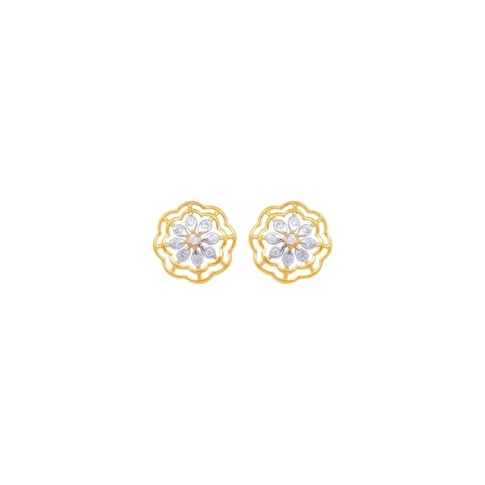 Lovely Two tone Earrings with CZ in 22K Gold