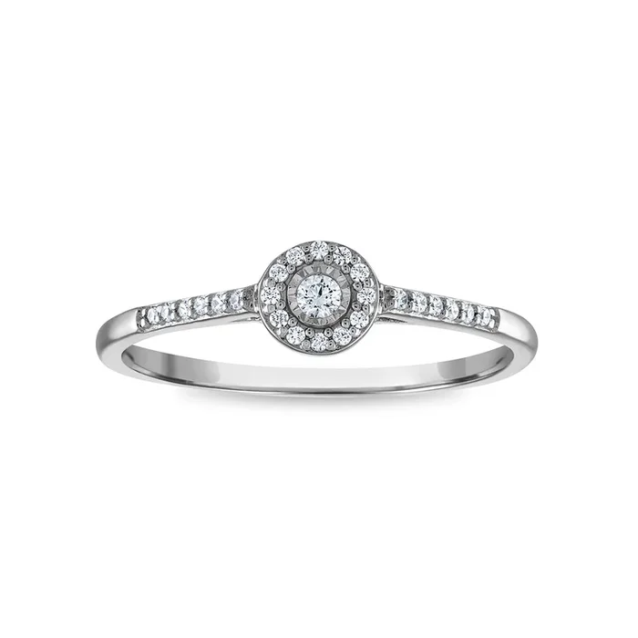 LoveSong 1/10 CTW Natural Diamond Promise Halo Ring in 10KT White Gold