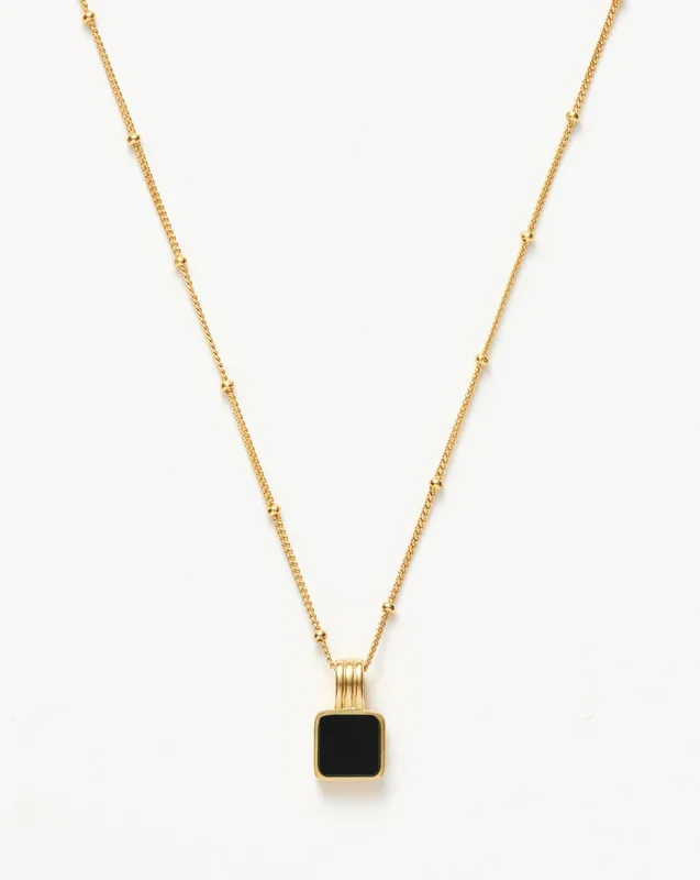 Lucy Williams Square Onyx Necklace | 18k Gold Vermeil/Black Onyx