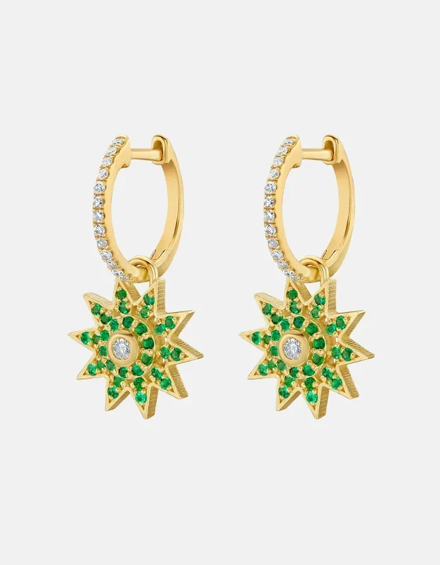 Lumière Emerald Star Dangle Earrings