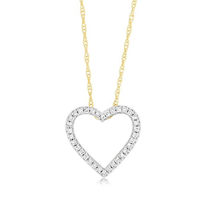 Luminesce Lab Grown 1/10 Carat Diamond Heart Pendant in 9ct Yellow Gold