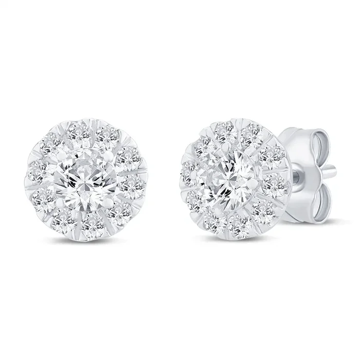 Luminesce Lab Grown 1/2 Carat Diamond Cluster18ct White Gold Studs