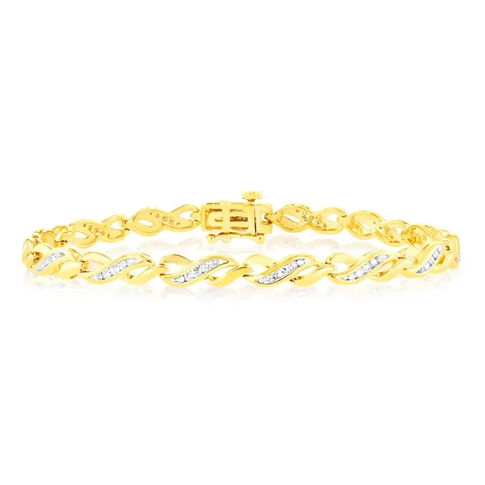 Luminesce Lab Grown 1/2 Carat Tennis Diamond Bracelet in Gold Plated Silver 17.5CM