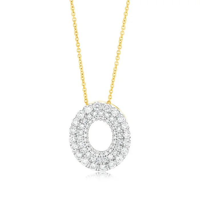 Luminesce Lab Grown 1 Carat Diamond Circle Pendant on 45cm Chain in 9ct Yellow Gold