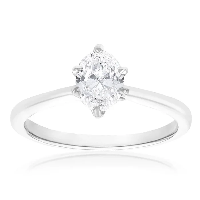 Luminesce Lab Grown 1 Carat Diamond Oval Solitaire Ring set in 14ct White Gold
