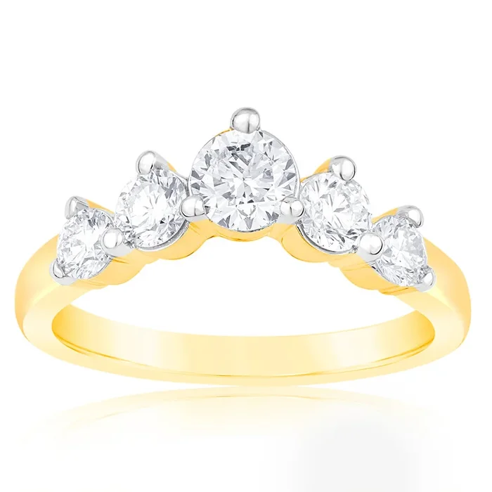 Luminesce Lab Grown 1 Carat Eternity Curve Diamond Ring in 18ct Yellow Gold