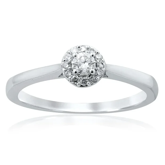 Luminesce Lab Grown 18ct White Gold 0.15 Carat Diamond Halo Ring