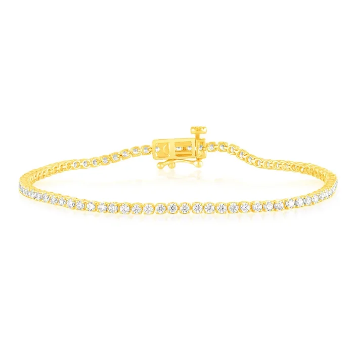 Luminesce Lab Grown 2 Carats Diamond Tennis Bracelet in Gold Plated Silver