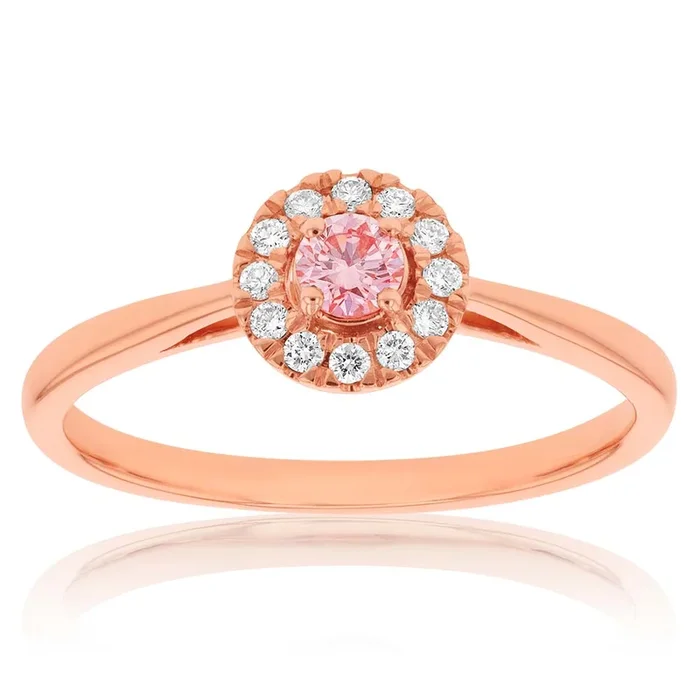 Luminesce Lab Grown 9ct Rose Gold 1/5 Carat Pink & White Diamond Ring