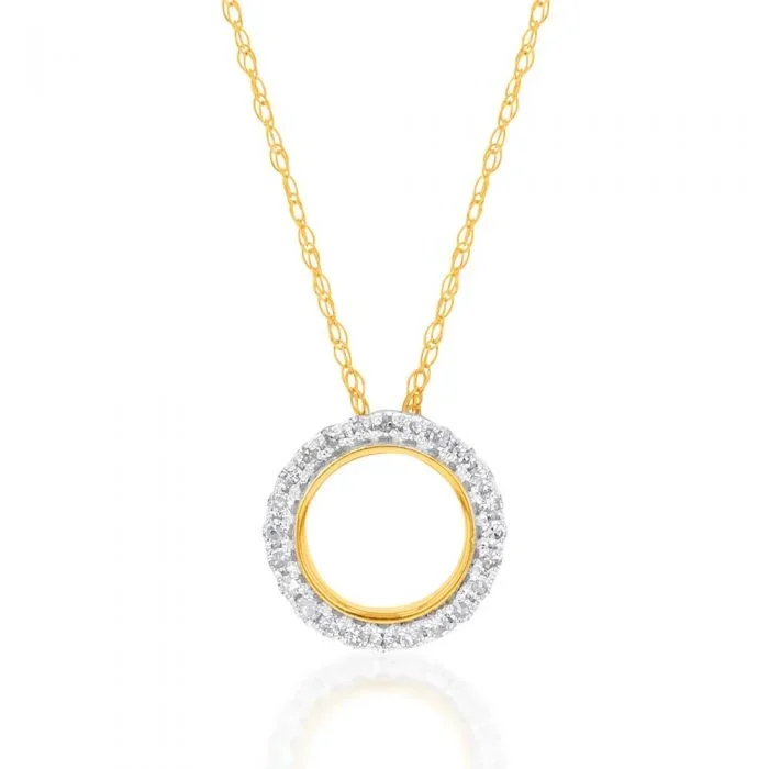 Luminesce Lab Grown 9ct Yellow Gold 0.10 Carat Diamond Circle of Life Pendant