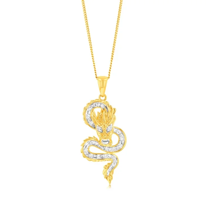 Luminesce Lab Grown 9ct Yellow Gold 1/5 Carat Dragon Diamond Pendant