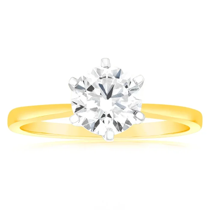 Luminesce Lab Grown Certified 2 Carat Solitaire Ring in 18ct Yellow Gold