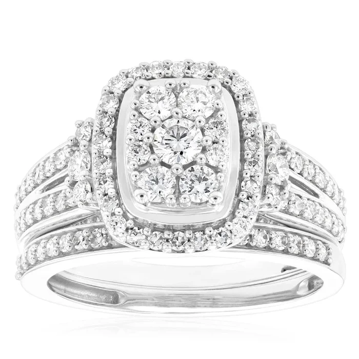 Luminesce Lab Grown Diamond Bridal Set .95Carat in set in 10ct White Gold