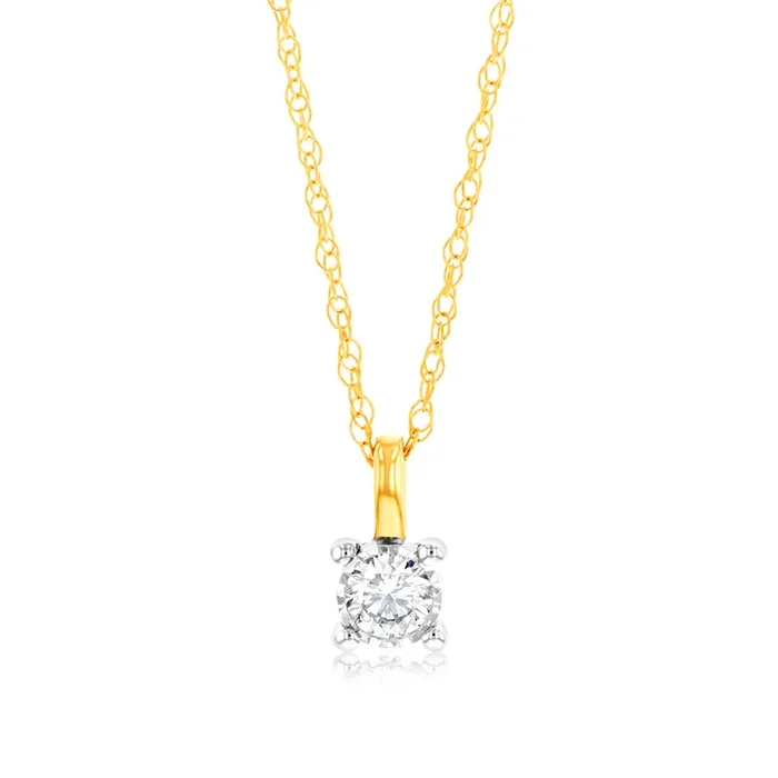 Luminesce Lab Grown Diamond Solitaire Pendant in 9ct Yellow Gold With Chain