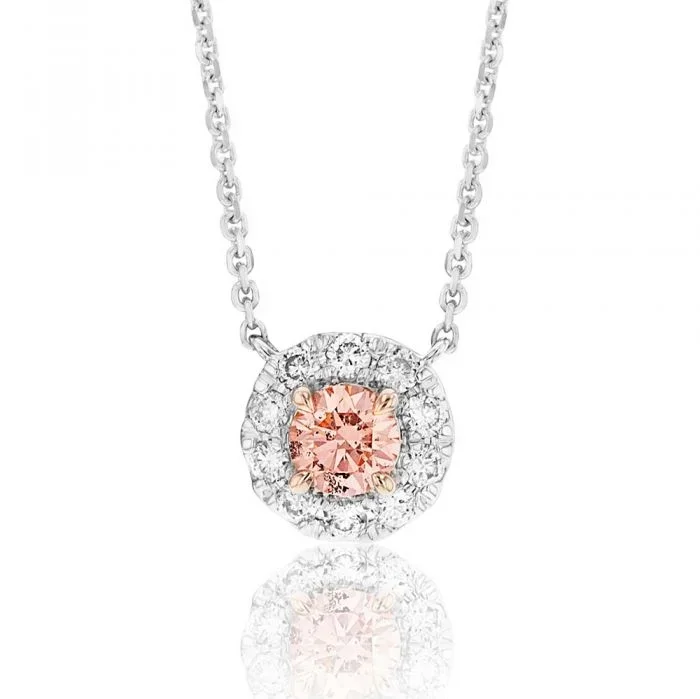 Luminesce Lab Grown Pink & White Diamond Pendant TW=25-29PT With Chain 18ct WGold