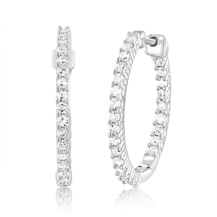 Luminesce Lab Grown Sterling Silver 1/2 Carat Diamond Hoop Earrings