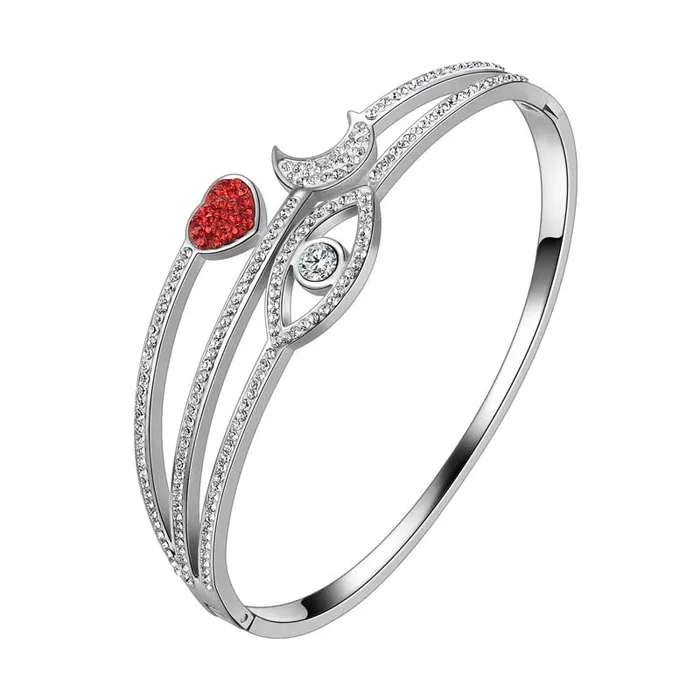 Luna corazón ojo brazaletes pulsera brazalete mujer joyería acero inoxidable