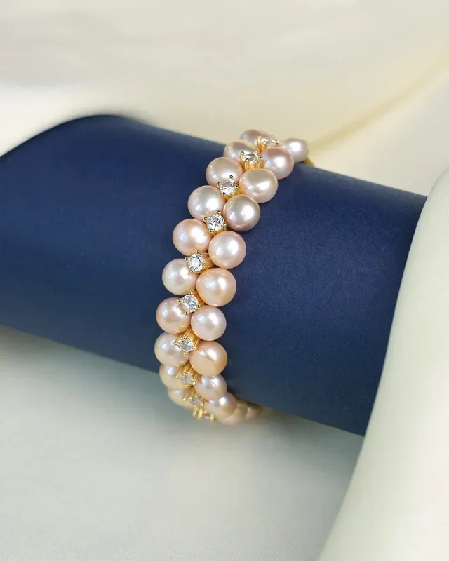 Lustrous Pearl & Cubic Zirconia Bracelet