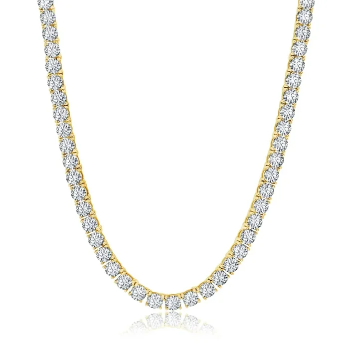 Luxe Layers 14KT Yellow Gold Plated Sterling Silver 3MM Round Cubic Zirconia 20-inch Tennis Necklace