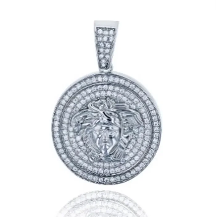 Luxe Layers Sterling Silver Cubic Zirconia 35X24MM Medal Pendant. Chain Not Included