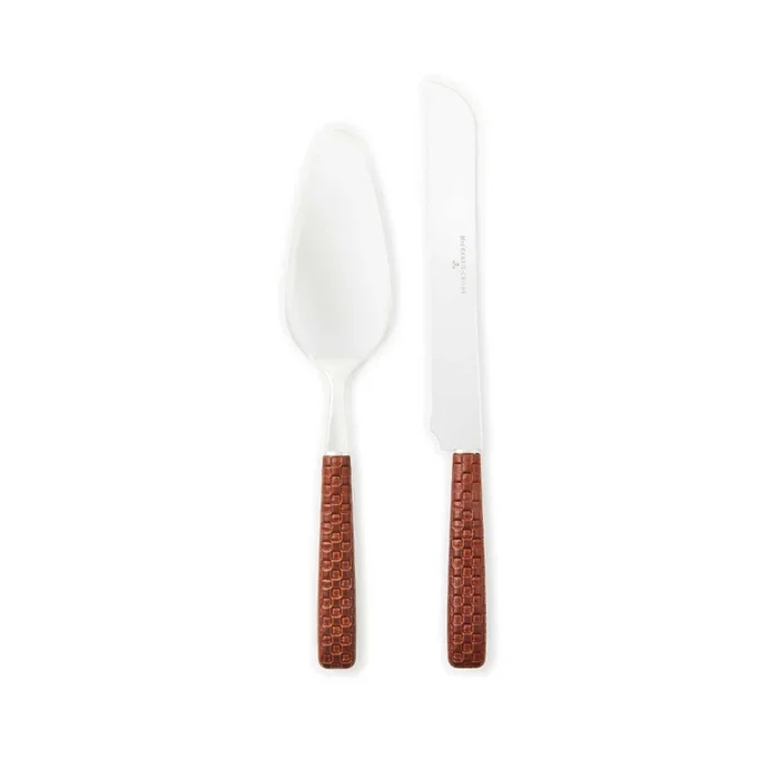MacKenzie-Childs Everyday Leather Cake Serving Set