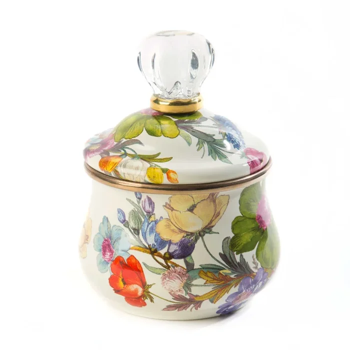 MacKenzie-Childs Flower Market Lidded Sugar Bowl – White