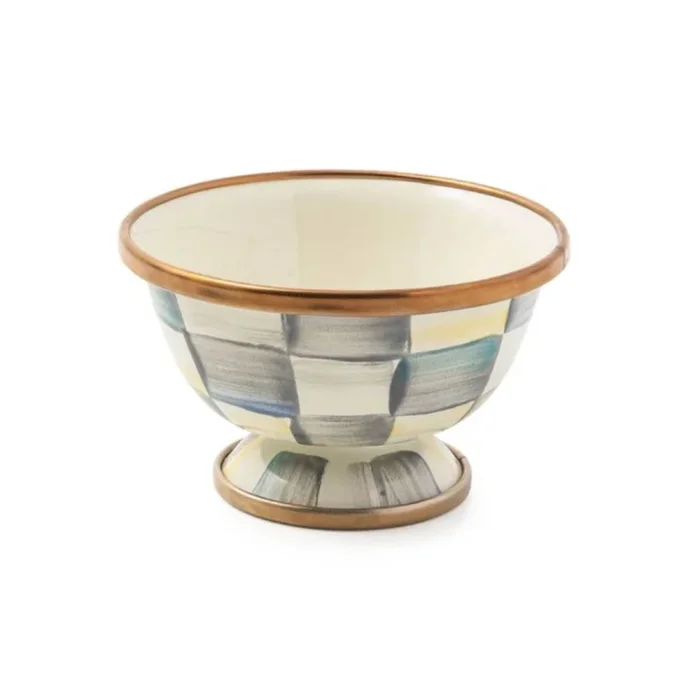 MacKenzie-Childs Sterling Check Enamel Little Sugar Bowl