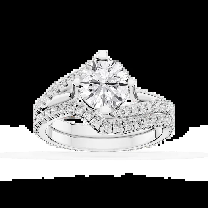 Maelynn Lab Grown Diamond Asymmetrical Split Shank Wedding Set