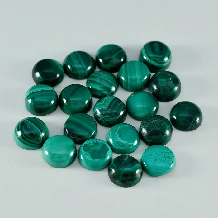 Malachite 1PC Small 7×7 MM Round Cabochon Green Pure semi Precious Loose Gemstones