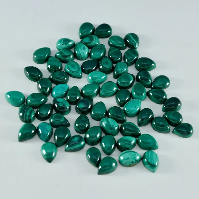 Malachite 1PC Small 7×9 MM Pear Cabochon Green Pure semi Precious Precious Gemstone