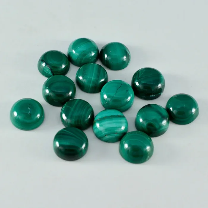 Malachite 1PC Small 8×8 MM Round Cabochon Green Fiery semi Precious Semi Precious Gemstone