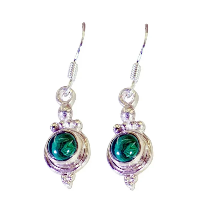 Malachite French Lucia multiple Dangle Green 925 Sterling Silver Earring