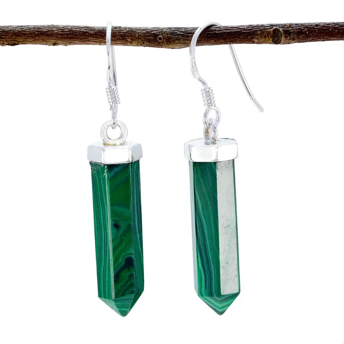 Malachite Spanish Penelope multiple Dangle Green Silver Earring
