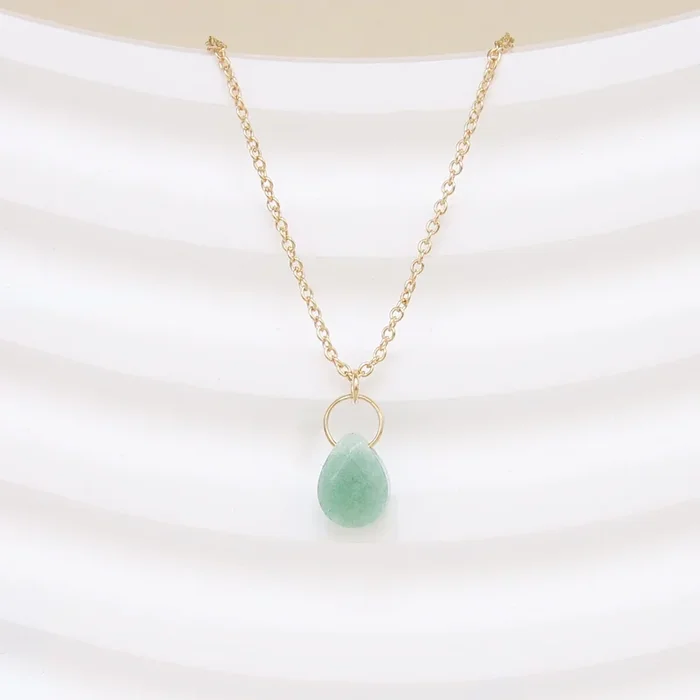 Malaya necklace Aventurine pendant gold plated